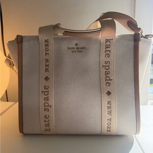 kate spade White and Tan Tote Bag